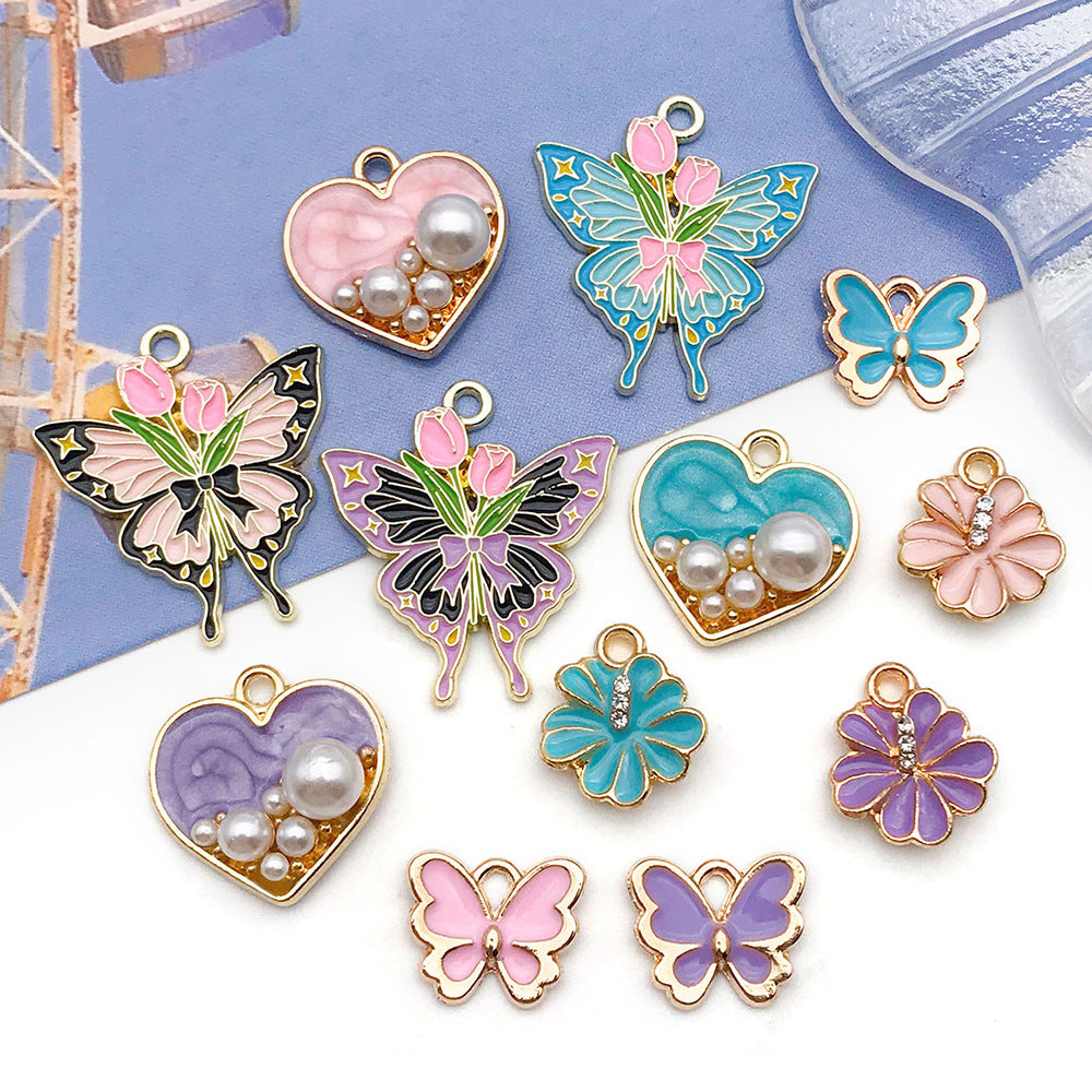 Enamel Zinc Alloy Butterfly Charm Pendants for DIY Bracelet Necklace Earrings Keychain