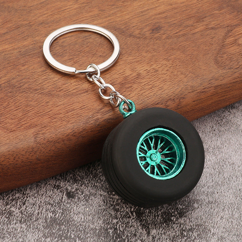Car Tire Wheel Rim Model Zinc Alloy Keychain Gift Accessory