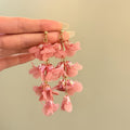 Layered Bellflower Tassel Earrings in Pink and Blue view 6