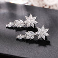 Floral Marquise Crystal Drop Earrings in Silver Tone view 3