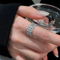 Multi-Row Scalloped Crystal Open Adjustable Rings Pair view 3