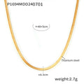 Gold Herringbone Chain And Green Glass Stone Pendant Necklaces view 6