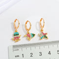 Gold Tone Multicolor Crystal Sea Animal Huggie Drop Earrings view 4