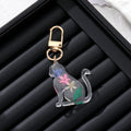 Resin Cat Silhouette Dried Flower Keychains 3 Styles view 2