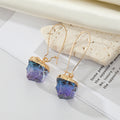 Gold Tone Irregular Resin Stone Long Hook Earrings in Two Colors view 5