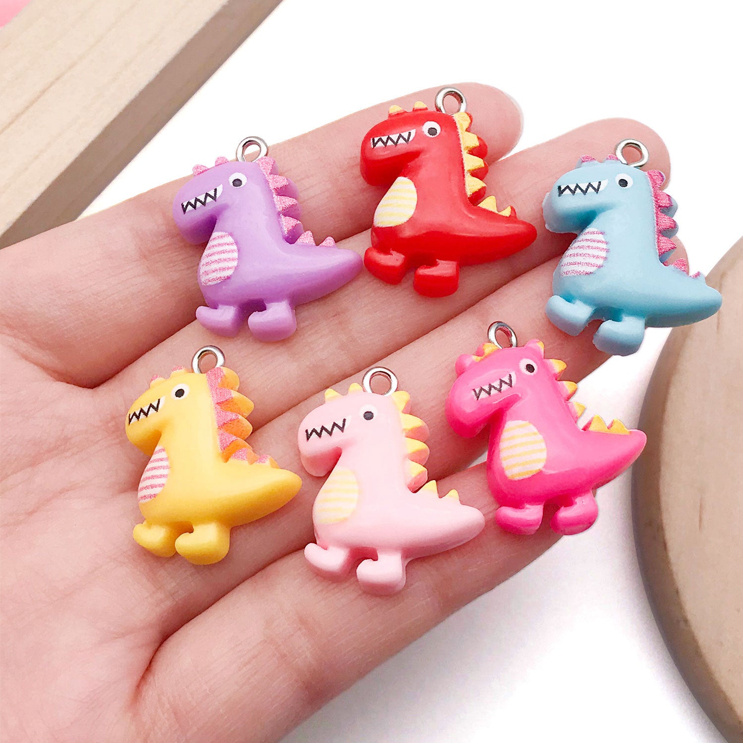 Resin Cartoon Dinosaur Charm Pendant for DIY Earrings Bracelet Necklace