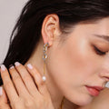Chain Link Drop Earrings Freshwater Pearl Tassel Design view 2