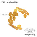 Open Cuff Bangles Flower Pearl Wave Triple Band Gold Steel view 6