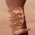 Open Bangle Bracelets Star Heart Coral Flower Zircon Steel view 4