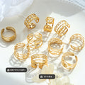 Gold Open Adjustable Multi Band Geometric Stack Rings Nine Styles view 2