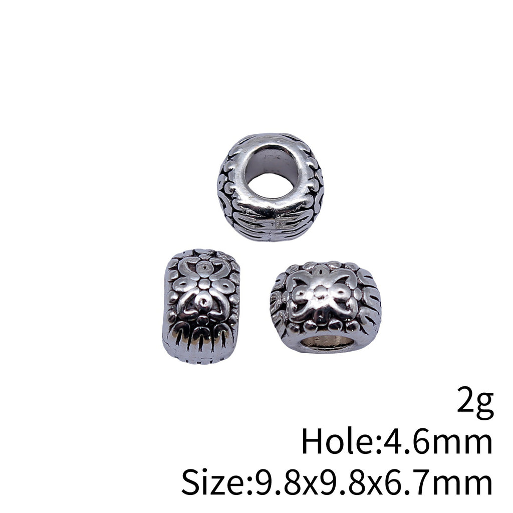 9.8x9.8x6.7mm 2g Multicolor Zinc Alloy Floral Pattern Large Hole Spacer Beads for Bracelet Making