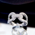 Silver U-Shape Cross Baguette Pave Finger Ring Sizes 6-10 view 2