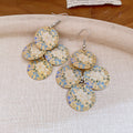 Vintage Style Floral Print Disc Drop Earrings in Six Patterns view 11