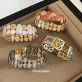 Spiral Enamel Stretch Bracelets With Metal Heart Filigree view 3