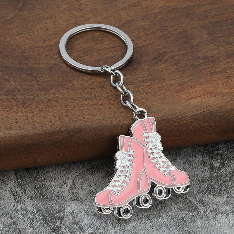 Orange Roller Skate Metal Keychain Fashion Inline Skate Key Ring