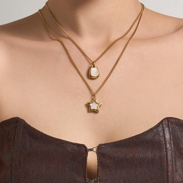 Gold Pendant Necklaces Star Teardrop Shell Charm Styles