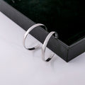 Silver Flat Open Metal Hoop Earrings Minimalist Pair view 2