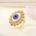 Gold Tone Realistic Eyeball Adjustable Rings and Three-Eye Cuff Bracelet view 5
