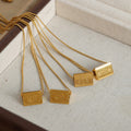 Gold Prism Pendant Necklace Smile And Smiley Face Engraving view 4