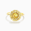 Gold and Silver Sunflower Yellow Stone Rings Sizes 6-10 view 6