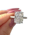 Oversized Radiant Rectangular Clear Solitaire Ring With Pave Band view 5
