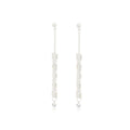 White Square Bead Two Way Long Jacket Stud Earrings view 5