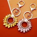 Crystal Sunflower Keychains in Yellow Pink and Braided Loop Options view 3