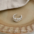 Silver Open Adjustable Smile Ring Dual Ball Accents view 3