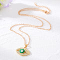 Gold Tone Crystal Rim Eyelash Enamel Evil Eye Pendant Necklaces view 2
