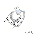 Silver Open Adjustable Crescent Moon Moonstone Look Ring view 4