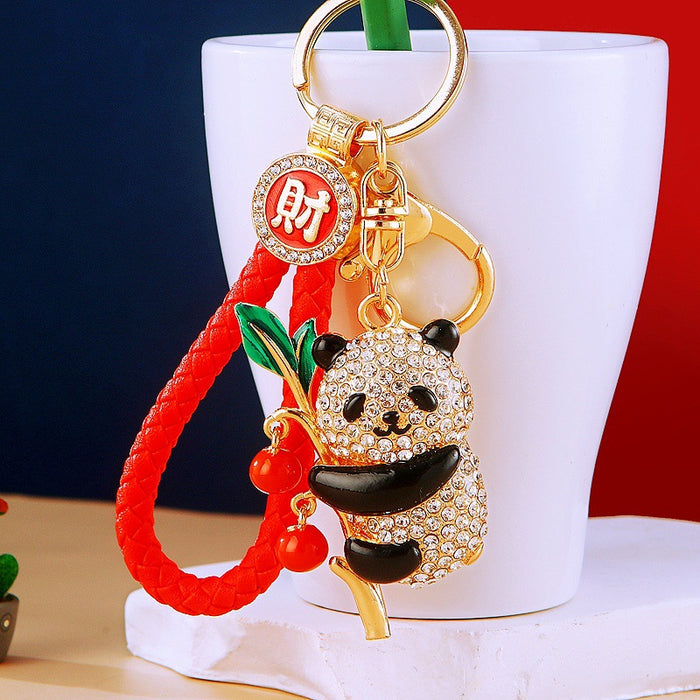 Panda and Bamboo Keychains With Gold or Silver Tone Finish