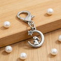 Silver Rabbit Crescent Moon Star Lobster Clasp Keychain view 3
