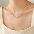 Pearl Stone Glass Bead Necklace Gold Spacers Soft Pink view 6