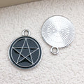 Black White Zinc Alloy Magic Circle Magic Book Round Charm Pendant for Bracelets and Keychains