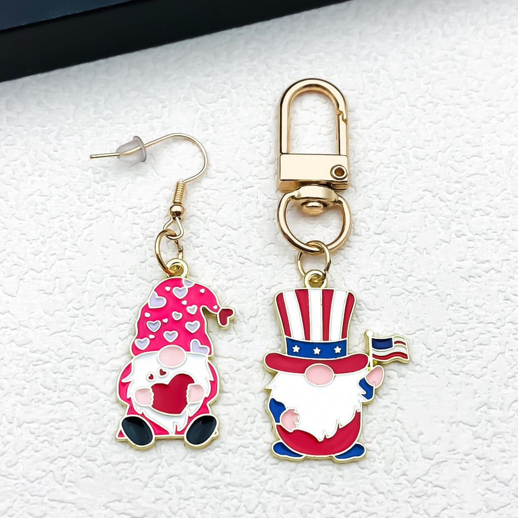 Zinc Alloy Enamel Christmas Gnome Charm Pendant for DIY Keychain Bag Decor