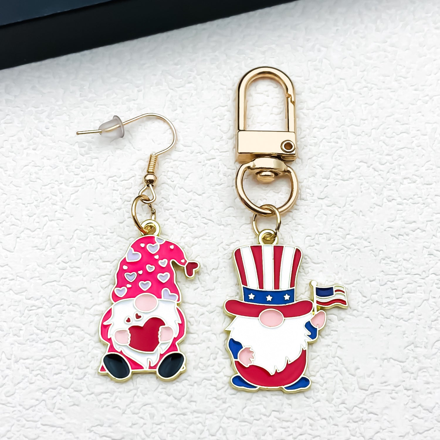 Zinc Alloy Enamel Christmas Gnome Charm Pendant for DIY Keychain Bag Decor
