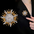 Gold Tone Sunflower Crystal Metal Brooch Pin for Jackets and Lapels view 4