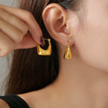 Chunky Half-Moon Hoop Earrings Gold Silver Metal Pair view 1