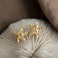 Gold-Tone Starfish Stud Earrings with Clear Crystal Accents view 3