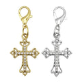Rhinestone Ornate Cross Lobster Clasp Charm Silver Gold view 5