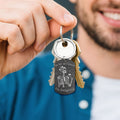 Black Wood Skeleton Coffee Dog Tag Keychain Split Ring view 3