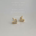 Mini Heart Pave Crystal Stud Earrings Silver Gold Options view 7