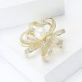 Pearl Center Ribbon Flower Brooch Decorative Metal Pin For Jackets And Lapels view 4
