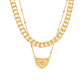 Gold Dual Heart Link Choker And Filigree Heart Necklace view 5