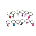 Silver Tone Hoop Enamel Heart Drop Earrings 6 Colors view 5