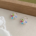 Small Multicolor Crystal Flower Huggie Hoop Earrings view 6
