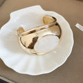 Gold Wide Open Cuff Bracelet Oval Stone Three Colors view 6