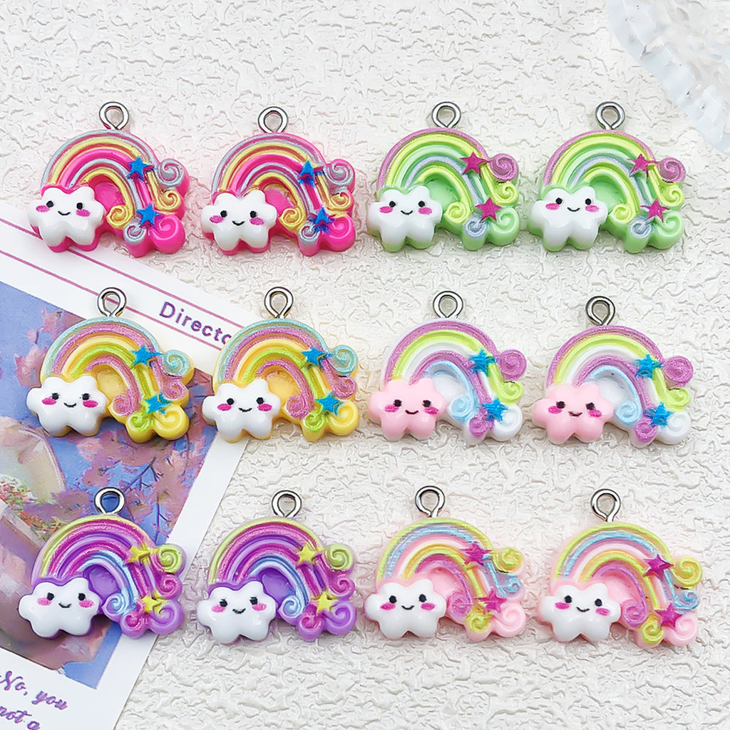 Resin Rainbow Cloud Star Charm Pendant for Necklace Earrings DIY Jewelry