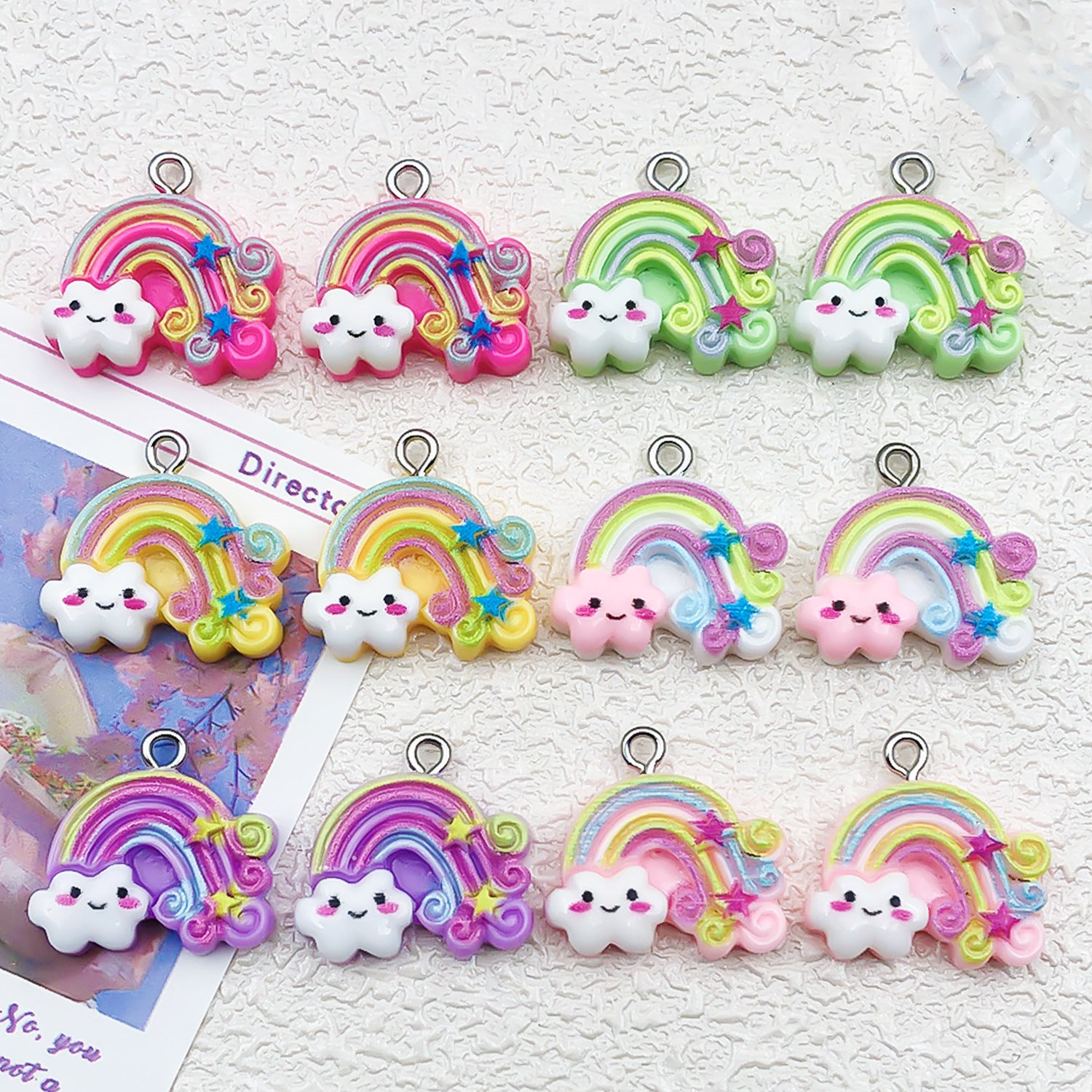 Resin Rainbow Cloud Star Charm Pendant for Necklace Earrings DIY Jewelry