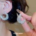 Crystal Open Teardrop Hoop Earrings In Silver And Gold Tones view 4